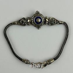 Vintage Sterling Silver Greek Bracelet Made in Greece Enamel Medallion