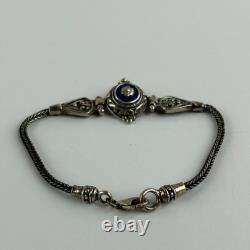 Vintage Sterling Silver Greek Bracelet Made in Greece Enamel Medallion