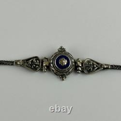 Vintage Sterling Silver Greek Bracelet Made in Greece Enamel Medallion
