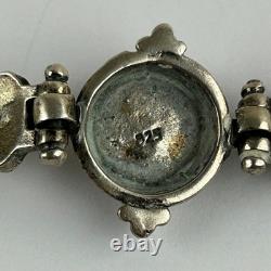 Vintage Sterling Silver Greek Bracelet Made in Greece Enamel Medallion