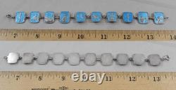 Vintage Sterling Silver Meka Denmark Blue Enamel Tortola Bracelet 925 J2955