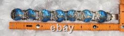 Vintage Sterling Silver Siam Dancing Goddess Blue Enamel Bracelet Sun Mekala 7
