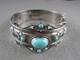 Vintage Sterling Silver Turquoise Enameled Hinged Cuff Bracelet 7-1/2
