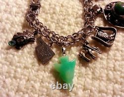 Vintage Sterling Silver Western Charm Bracelet & Charms, 7.50, Turquoise 55gr