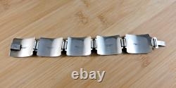 Vintage Thune Norway Sterling Silver Aqua Blue Enamel Viking Ship Bracelet #110