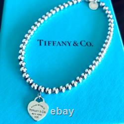 Vintage Tiffany & Co. Mini heart Bracelet Blue Enamel 7 1/2 Authentic Marked