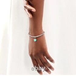 Vintage Tiffany & Co. Mini heart Bracelet Blue Enamel 7 1/2 Authentic Marked