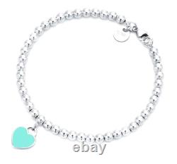 Vintage Tiffany & Co. Mini heart Bracelet Blue Enamel 7 1/2 Authentic Marked