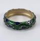 Vintage Trifari Signed Boucher Blue Green Enamel Bracelet Cuff Bangle