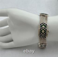 Vintage Turkish 925 Sterling Silver Multi-Strand Byzantine Style Enamel Bracelet