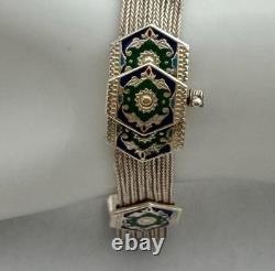 Vintage Turkish 925 Sterling Silver Multi-Strand Byzantine Style Enamel Bracelet
