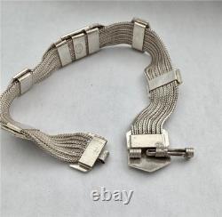 Vintage Turkish 925 Sterling Silver Multi-Strand Byzantine Style Enamel Bracelet