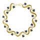 Vintage Unoaerre 18k Gold Inlaid Blue Enamel & Twisted Wire Floral Link Bracelet
