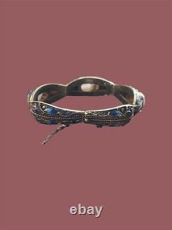 Vintage Vermeil Silver Chinese Export Peking Style Bracelet Rose Quartz Filigree