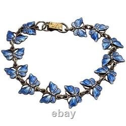 Vintage Volmer Bahner Sterling Silver'Butterfly' Bracelet with blue enamel