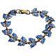 Vintage Volmer Bahner Sterling Silver'butterfly' Bracelet With Blue Enamel