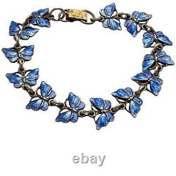 Vintage Volmer Bahner Sterling Silver'Butterfly' Bracelet with blue enamel