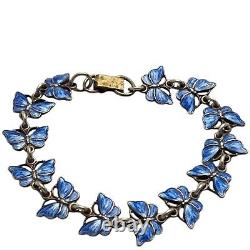 Vintage Volmer Bahner Sterling Silver'Butterfly' Bracelet with blue enamel