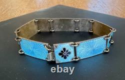 Vintage Volmer Bahner Sterling Silver and Blue Enamel Bracelet 7 1/4