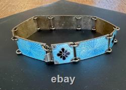 Vintage Volmer Bahner Sterling Silver and Blue Enamel Bracelet 7 1/4