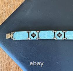 Vintage Volmer Bahner Sterling Silver and Blue Enamel Bracelet 7 1/4