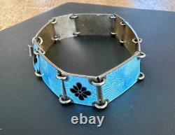 Vintage Volmer Bahner Sterling Silver and Blue Enamel Bracelet 7 1/4