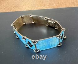 Vintage Volmer Bahner Sterling Silver and Blue Enamel Bracelet 7 1/4