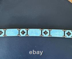Vintage Volmer Bahner Sterling Silver and Blue Enamel Bracelet 7 1/4
