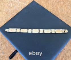 Vintage Volmer Bahner Sterling Silver and Blue Enamel Bracelet 7 1/4