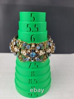 Vintage West German Filigree Enamel Rhinestone Panel Bracelet STUNNING READ 7
