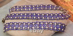 Vintage Willy Winnaess David Andersen Sterling blue Enamel Necklace Bracelet set