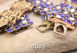 Vintage Willy Winnaess David Andersen Sterling blue Enamel Necklace Bracelet set