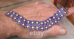 Vintage Willy Winnaess David Andersen Sterling blue Enamel Necklace Bracelet set