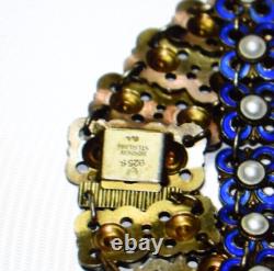 Vintage Willy Winnaess David Andersen Sterling blue Enamel Necklace Bracelet set