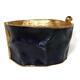 Vintage Yves St Laurent Robert Goossens Blue Enamel Bangle Brass Bracelet Cuff