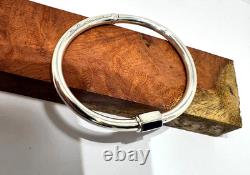 Vintage designer Gucci bangle bracelet 925 silver dark blue enamel hinged Italy