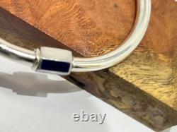 Vintage designer Gucci bangle bracelet 925 silver dark blue enamel hinged Italy