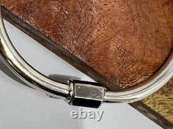 Vintage designer Gucci bangle bracelet 925 silver dark blue enamel hinged Italy