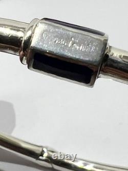 Vintage designer Gucci bangle bracelet 925 silver dark blue enamel hinged Italy