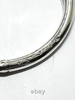 Vintage designer Gucci bangle bracelet 925 silver dark blue enamel hinged Italy