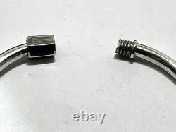 Vintage designer Gucci bangle bracelet 925 silver dark blue enamel hinged Italy