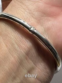 Vintage designer Gucci bangle bracelet 925 silver dark blue enamel hinged Italy