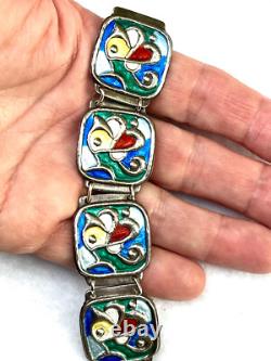 Vintage sterling 925S enamel abstract bracelet Norway modernist Oystein Balle MC