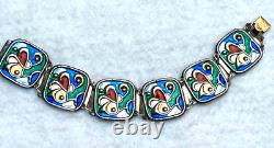 Vintage sterling 925S enamel abstract bracelet Norway modernist Oystein Balle MC