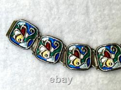 Vintage sterling 925S enamel abstract bracelet Norway modernist Oystein Balle MC
