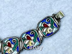 Vintage sterling 925S enamel abstract bracelet Norway modernist Oystein Balle MC