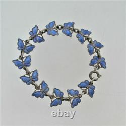 Volmer Bahner Denmark Blue Guilloche Enamel Butterfly Bracelet