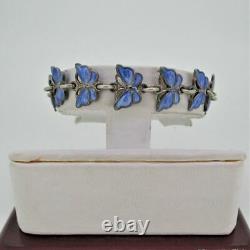 Volmer Bahner Denmark Blue Guilloche Enamel Butterfly Bracelet