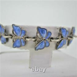 Volmer Bahner Denmark Blue Guilloche Enamel Butterfly Bracelet