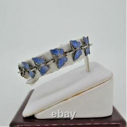 Volmer Bahner Denmark Blue Guilloche Enamel Butterfly Bracelet